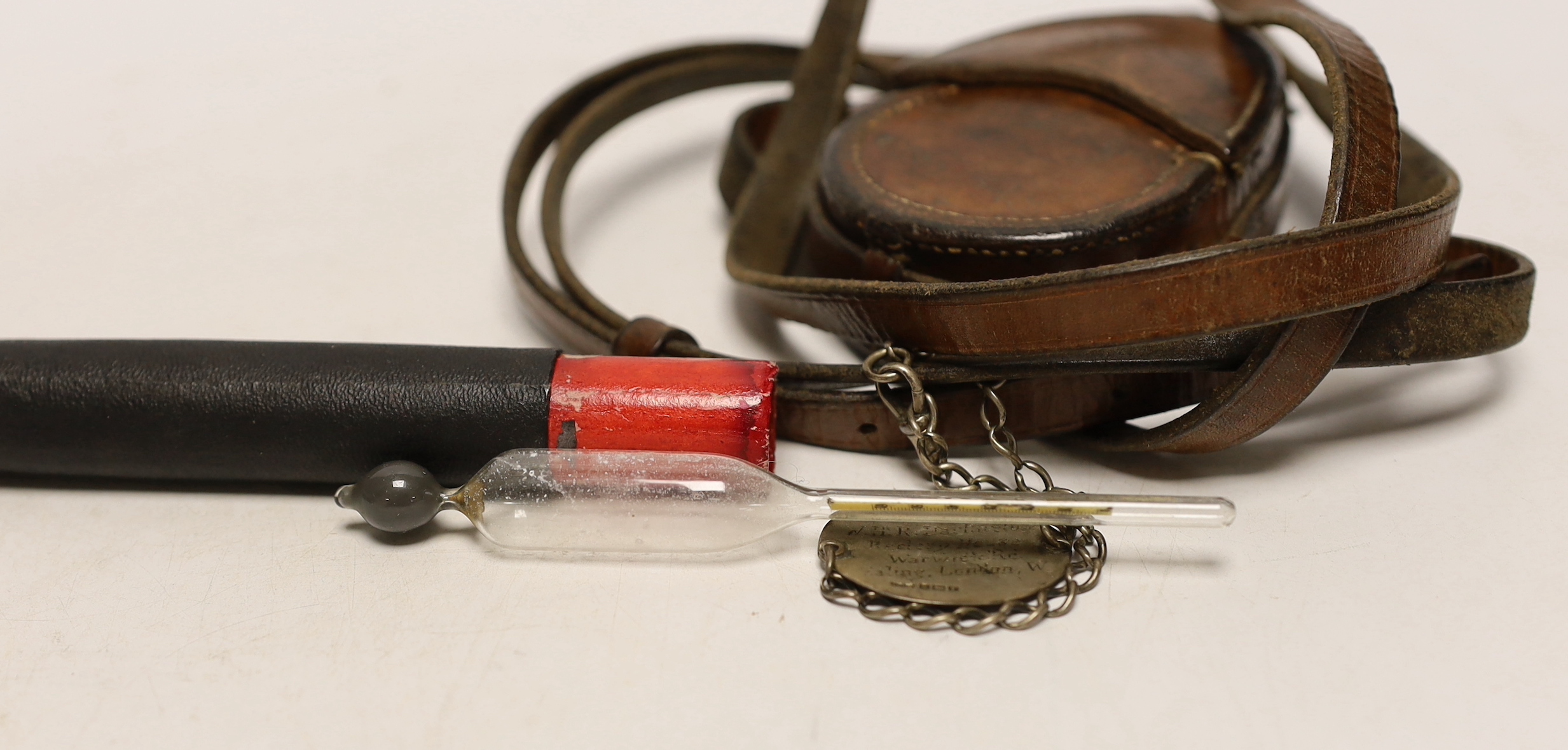 A WWI compass and two medical hydrometers